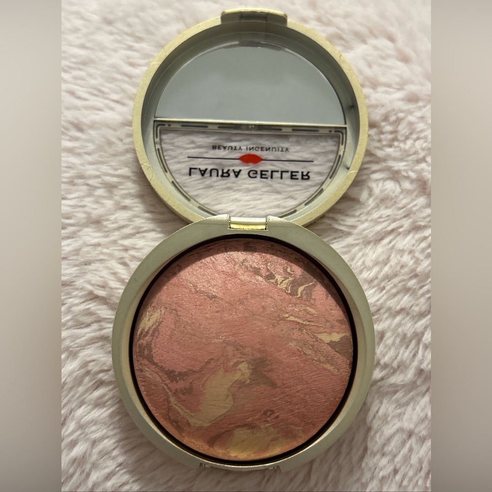LAURA GELLER Blush -N- Brighten HIBISCUS baked powder 0.32 oz 9 g NEW gold case